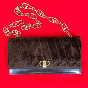 Roberta Di Camerino brown cut velvet purse
